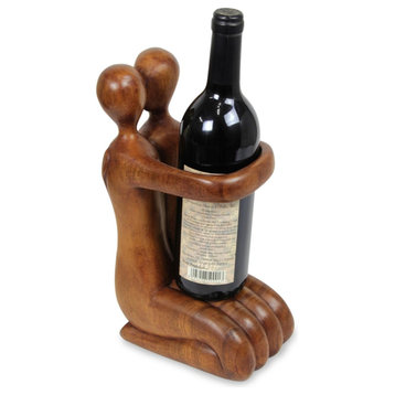 Novica Gift of Love Wood Wine Bottle Holder