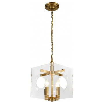 Clear Acrylic Frame Light Fixture With Round Holes and Gold Frame