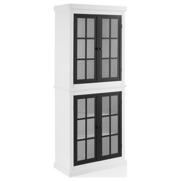 Cecily Tall Kitchen Storage Pantry White/Matte Black - 2 Stackable Pantries