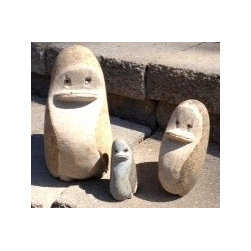 Natural Stone Penguins - Garden Statues And Yard Art
