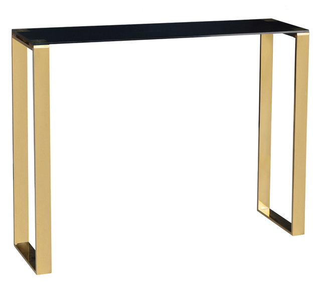 Cortesi Home Remini Narrow Contemporary Glass Console Table Cortesi Home Remini Narrow Contemporary Glass Console Table Polished Gold