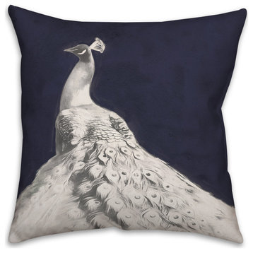 Glorious White Peacock 2 18x18 Spun Poly Pillow