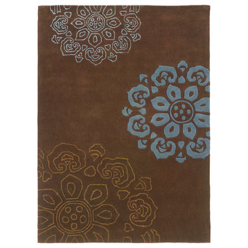 Trio Collection Chocolate and Blue 8'x10' Rug