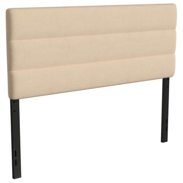 Paxton Queen Channel Stitched Fabric Upholstered Headboard, Adjustable...