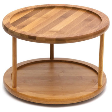 YBM HOME 2-Tier Bamboo Wooden Lazy Susan Turntable 10"