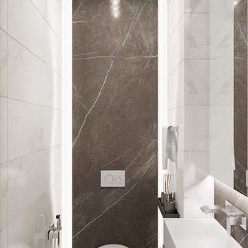 Monochrome eclectic bathroom