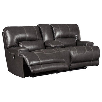 Ashley Furniture McCaskill Leather Reclining Loveseat in Gray