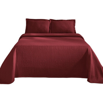 100% Cotton Geometric Pillow Sham Bedding Set, Garnet, King