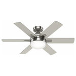 Hunter - Hunter Hardaway, 44" 6 Blade Ceiling Fan, Light and Handheld, Brushed Nickel - Your small rooms get the cooling they need with thHardaway 44 Inch 6 B Brushed Nickel Matte *UL Approved: YES Energy Star Qualified: n/a ADA Certified: n/a  *Number of Lights: 1-*Wattage:9.8w LED bulb(s) *Bulb Included:Yes *Bulb Type:LED *Finish Type:Brushed Nickel
