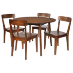 OSP Home Furnishings - Chesterfield Dining Table and 4 Chair Set, Walnut Finish - The Danish, Mid-Century Modern design of this Chesterfield dining set will bring a warmth and style to your home.�This set�s refined form, sophisticated lines, and tapered legs, harmonize with a variety of design aesthetics.�Kiln-dried hardwood construction, wood veneer, and furniture quality finish ensure this set to be as lovely as it is durable.