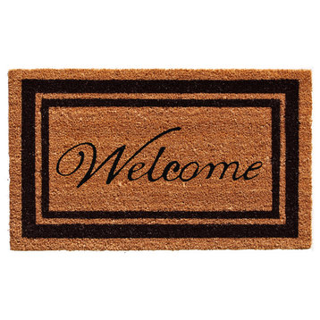 Calloway Mills 152961830WELC Black Border Welcome Doormat, 18"x30"