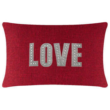 Sparkles Home Love Montaigne Pillow, Red, 14x20"