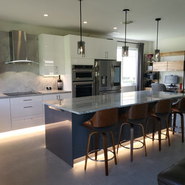 Stunning Kitchen Remodel Done in White and Gray Cabinets