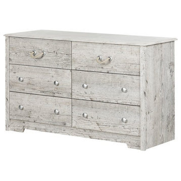 South Shore Aviron 6 Drawer Kids Double Dresser in Seaside Pine