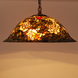 25-Inch Rose Victory Bouquet Tiffany-Style Gemstone Pendant Ceiling Lamp - Pendant Lighting