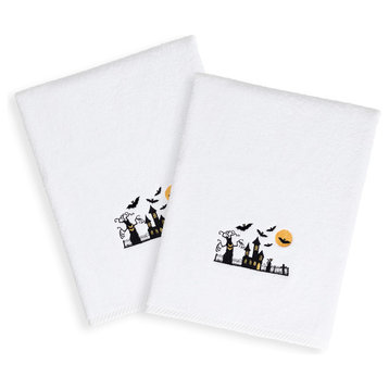 Scary-Embroidered Luxury 100% Turkish Cotton Hand Towels, Set of 2