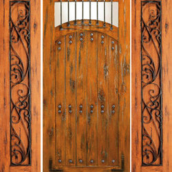 Exterior Prehung Door With Two Sidelites, Knotty Alder Camber Lite - Front Doors