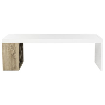 Ingrid Modern Scandinavian Side Storage Lacquer Coffee Table, White/Light Gray