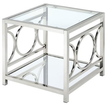 Furniture of America Beller Metal 1-Shelf End Table in Silver Chrome