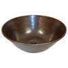 12" Rustic Round Copper Vessel Bathroom Sink, Perfect for Small Spaces, Lift & T