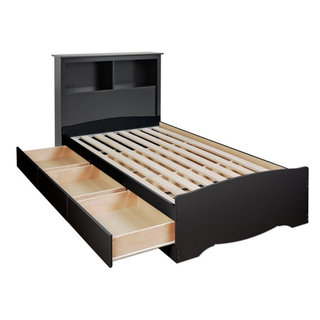 Prepac Sonoma Wooden Twin Bookcase Platform Storage Bed in Black -  Transitional - Platform Beds - by Homesquare