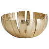 Modern Round Abstract Ribbon Shaped Decorative Bowl Gold Strips Cast Metal