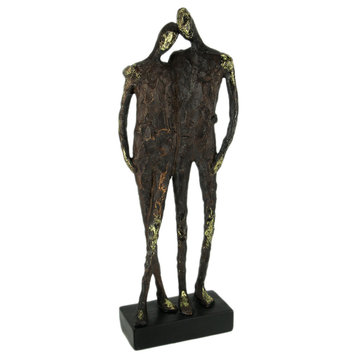 Textured Brown and Metallic Gold Friends Abstract Statue