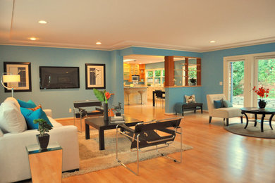 Living room - contemporary living room idea in Portland