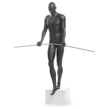 Finesse Decor Balancing Man Resin Sculpture, Black