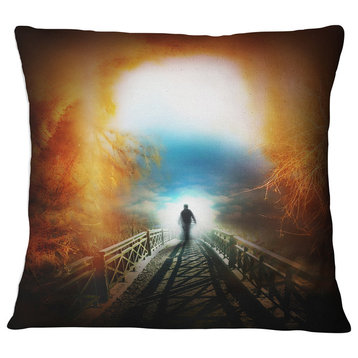 Life after Death Large Tunnel Modern Landscape Printed Throw Pillow, 18"x18"