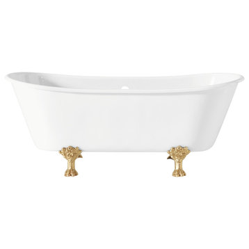 Cheviot Products Winchester Cast Iron Bathtub, White, Polished Brass