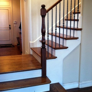 Straight And Platform Stairs With Iron Balustrade