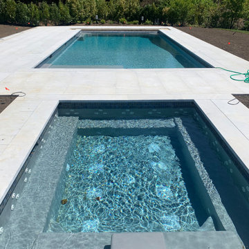Custom Pool and 12- Person Spa with Autocovers
