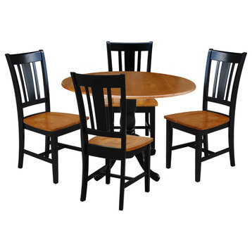 42" Dual Drop Leaf Table with San Remo Splatback Chairs, Black/Cherry