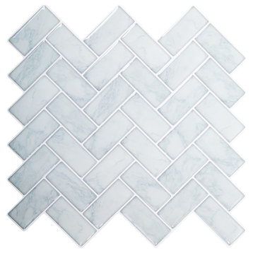 Herringbone Peel & Stick Wall Tiles, 10x10", Light Blue, 6 Pieces