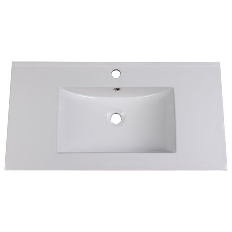 Fresca Allier 36" White Integrated Sink, Countertop