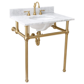 Embassy 30" Wash Stand Set, Gold, Satin Brass F2-0012 Faucet