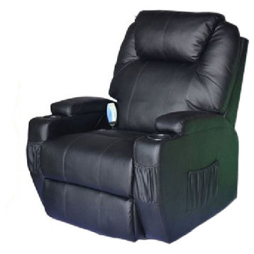 Heated Massage Recliner Sofa Chair Deluxe Lounge Executive With Control, Brown