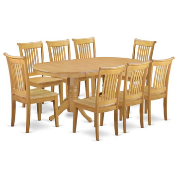 East West Furniture Vancouver 9-piece Wood Dining Set in Oak