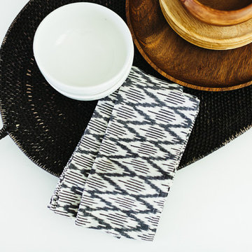 Kitchen Countertop Styling with Tribal Print Napkins
