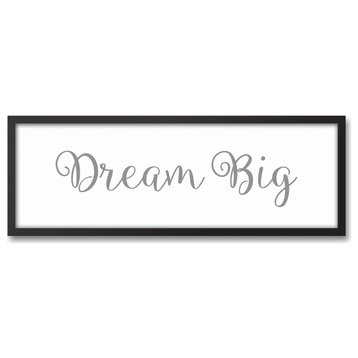 Dream Big 12"x36" Black Framed Canvas, Gray