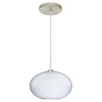 Besa Lighting - Besa Lighting 1JT-491207-SN Pape 10 - One Light Cord Pendant with Flat Canopy - The Pape is a wide yet compact handcrafted glass, with distinctive ridges, softly radiused to fit gracefully into contemporary spaces. Our Opal Ribbed glass is a soft white cased glass that can suit any classic or modern d�cor, blown into a faceted mold to create stylish texturing along the outer walls. Opal has a very tranquil glow that is pleasing in appearance. The smooth satin finish on the clear outer layer is a result of an extensive etching process. This blown glass is handcrafted by a skilled artisan, utilizing century-old techniques passed down from generation to generation. The cord pendant fixture is equipped with a 10' SVT cordset and an low profile flat monopoint canopy. These stylish and functional luminaries are offered in a beautiful brushed Bronze finish.  No. of Rods: 4  Canopy Included: TRUE  Shade Included: TRUE  Canopy Diameter: 5 x 0.63< Rod Length(s): 18.00Pape 10 One Light Cord Pendant with Flat Canopy Bronze Opal Ribbed GlassUL: Suitable for damp locations, *Energy Star Qualified: n/a  *ADA Certified: n/a  *Number of Lights: Lamp: 1-*Wattage:100w A19 Medium base bulb(s) *Bulb Included:No *Bulb Type:A19 Medium base *Finish Type:Bronze