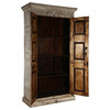 Dakota French Rustic Solid Wood Large Handcarved Armoire With Shelves