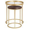 Metal and Glass Nesting Side Tables -Dark Walnut/ Gold
