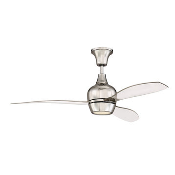 52" Nickel Ceiling Fan w/ Blades, LED Light & Wall Control - Craftmade Bordeaux