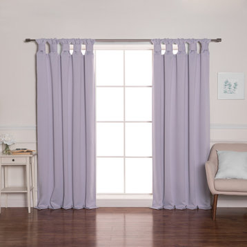 BANDTAB -Thermal Insulated Blackout Knotted Tab Curtain Set, Lilac, 52" W X 84"