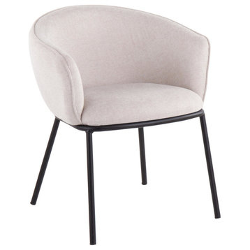 Ashland Chair, Black Steel, Cream Fabric