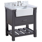 Kitchen Bath Collection - Charlotte 30" Bathroom Vanity, Marine Gray, Carrara Marble - The Charlotte: vintage country style.