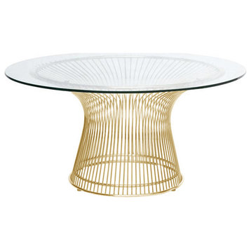 Wire Coffee Table Gold Base, Gold Base, 42" Glass Top