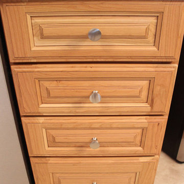 Refaced Lower Existing Cabinets, New Upper Wall Cabinets and Glass Backsplash